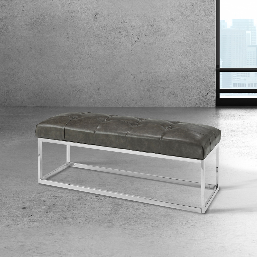 Modern Condo Bench: Grey Leatherette
